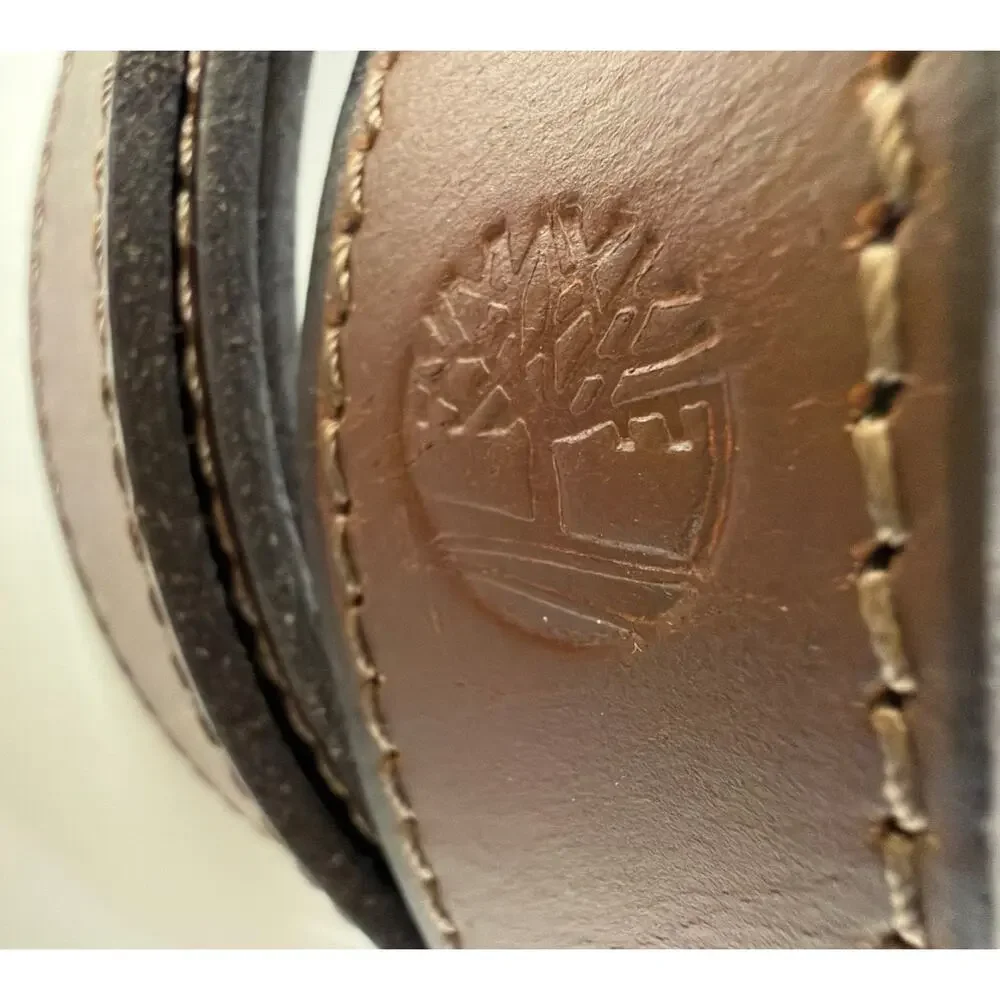 Timberland Reversible Leather Belt Brown/Black Sz 54 1-3/8” Wide Stitched India